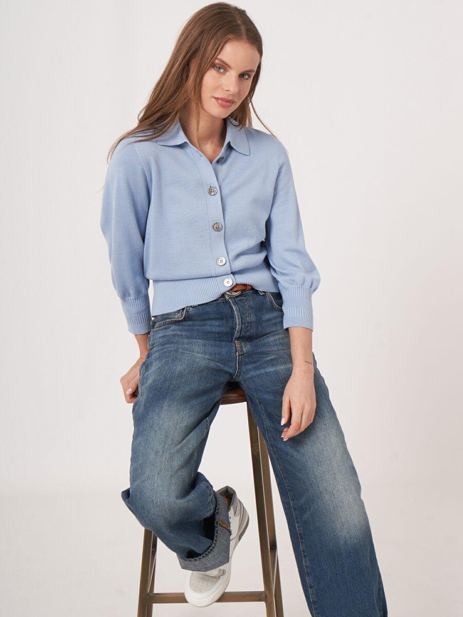 repeat cashmere Vest met polokraag en knopen