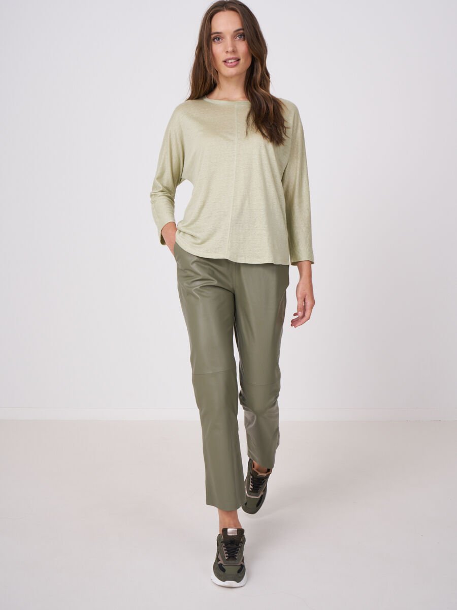 Repeat Cashmere Wijde Leren Broek