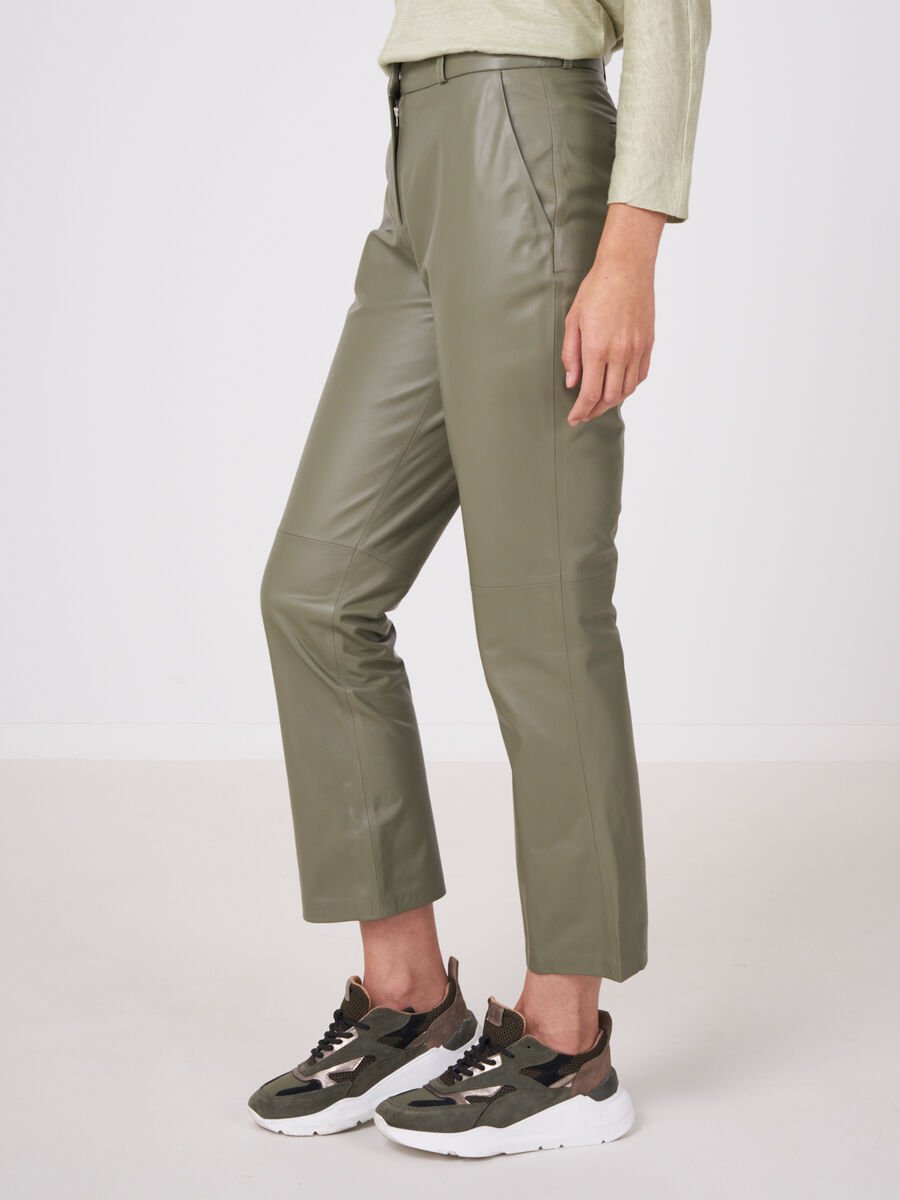 Repeat Cashmere Wijde Leren Broek