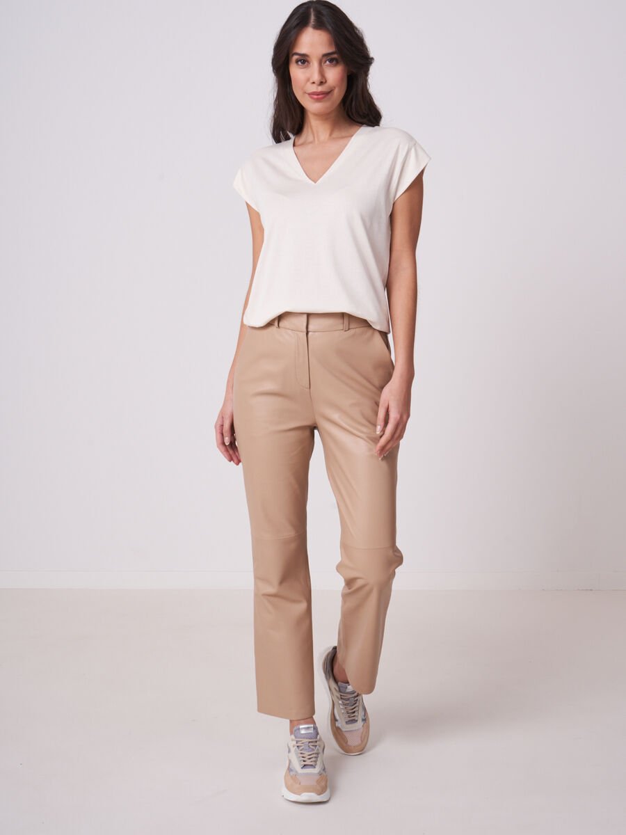 Repeat Cashmere Wijde Leren Broek