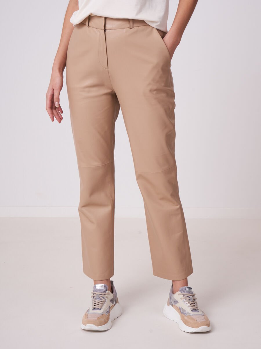 repeat cashmere Wijde leren broek