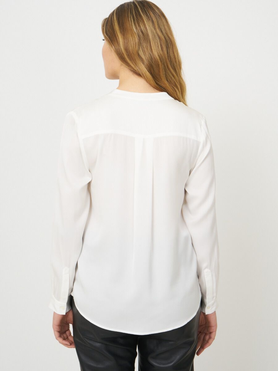 Repeat Cashmere Zijden Blouse Met Mao-kraag
