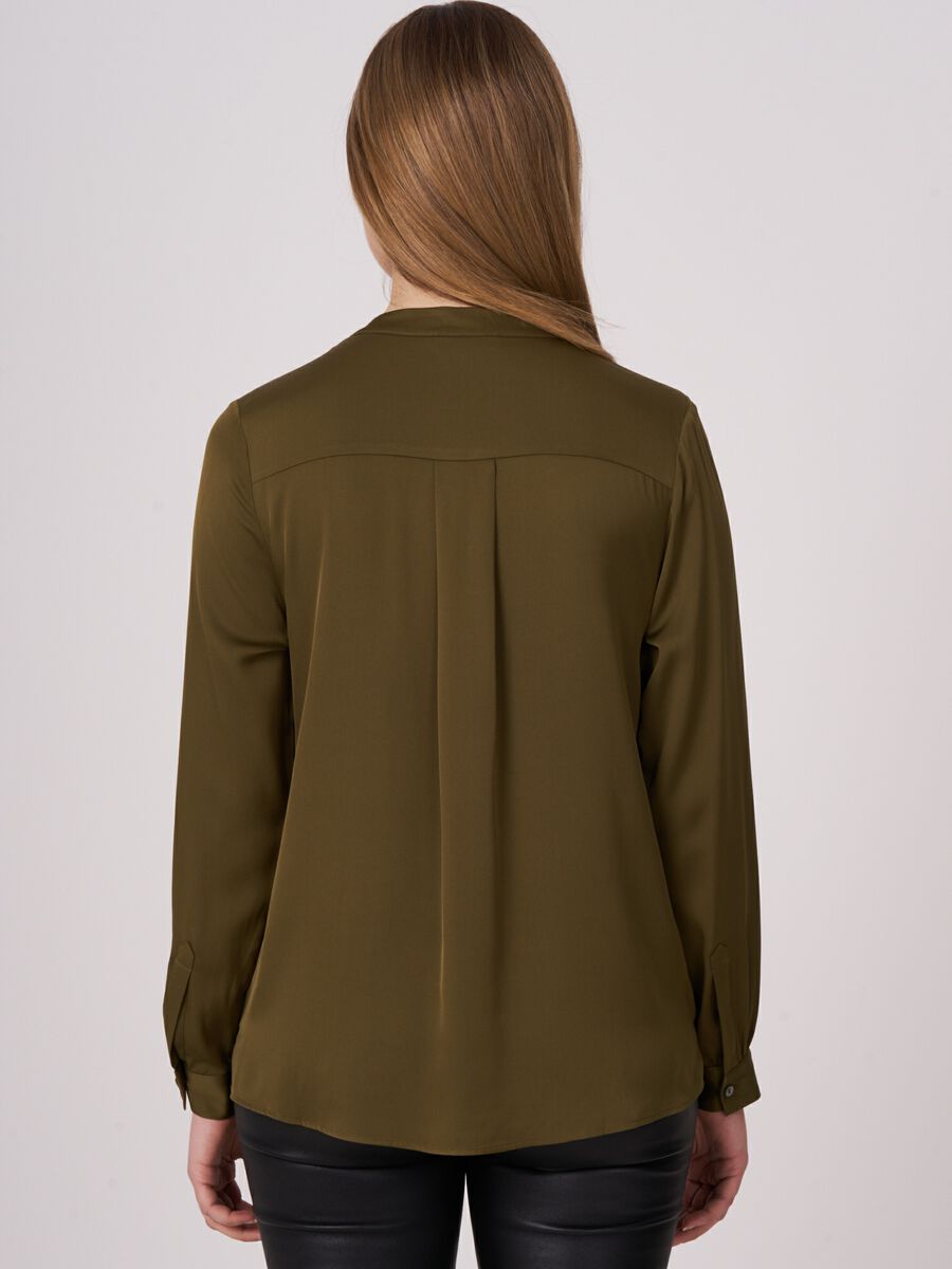 Repeat Cashmere Zijden Blouse Met Mao-kraag