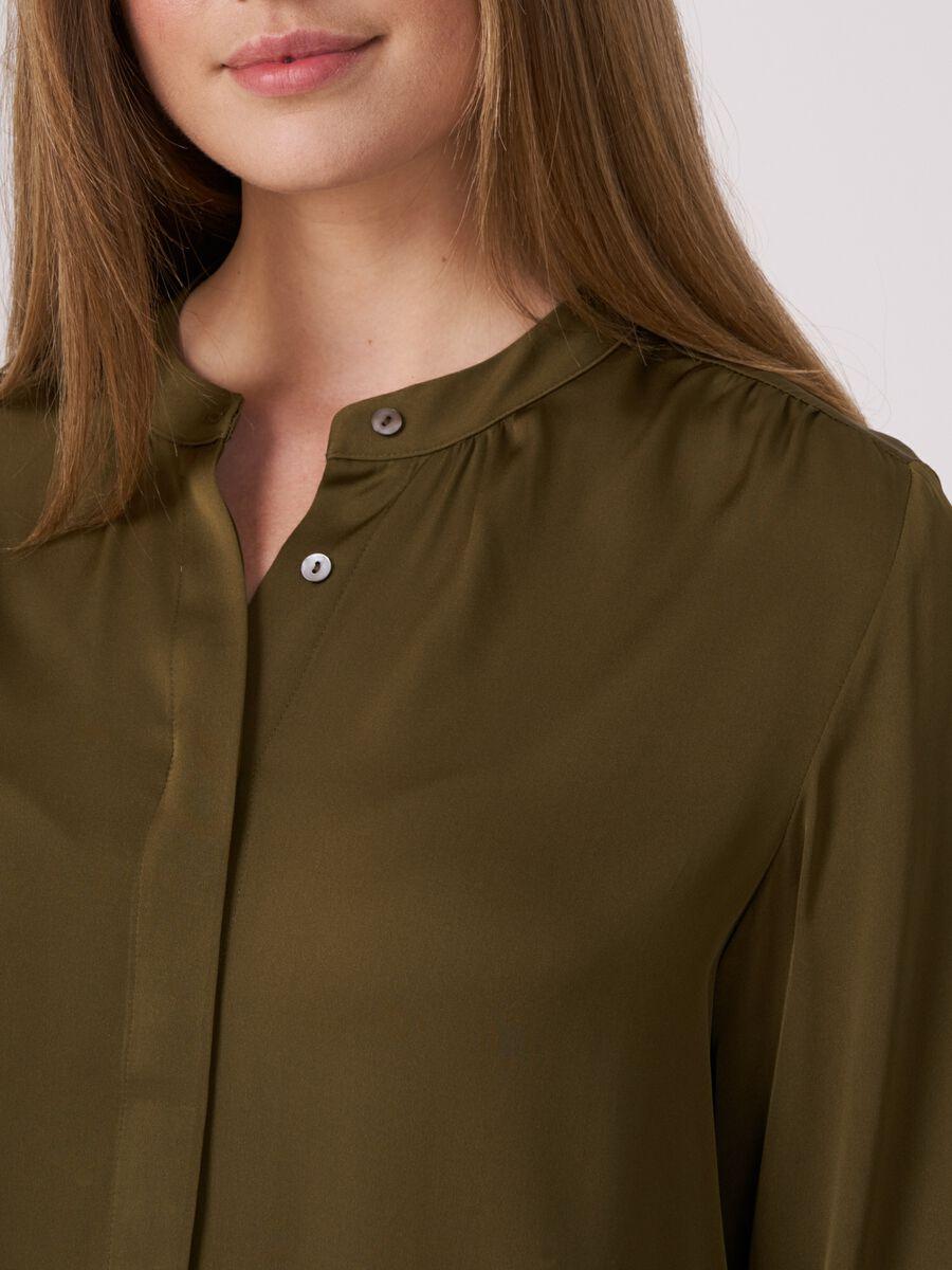 Repeat Cashmere Zijden Blouse Met Mao-kraag