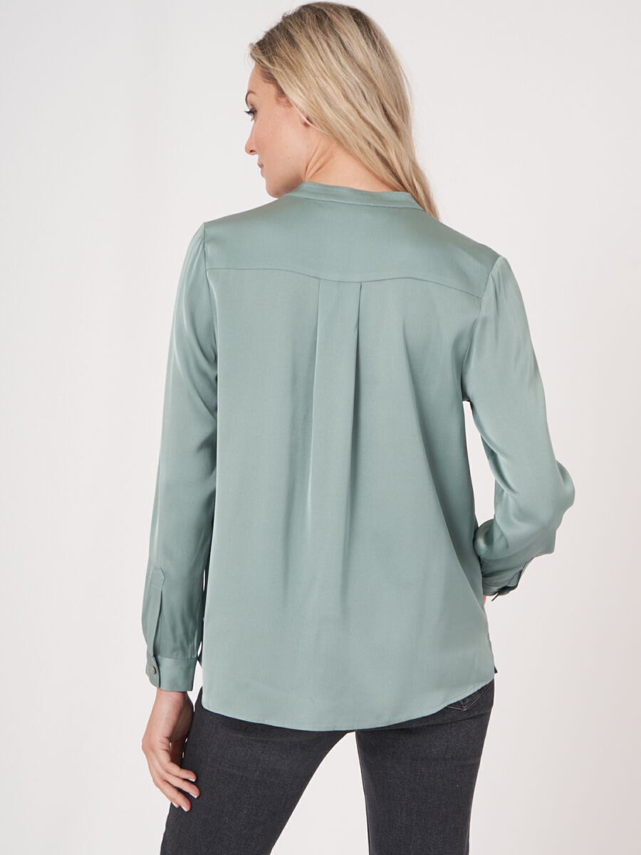 Repeat Cashmere Zijden Blouse Met Mao-kraag