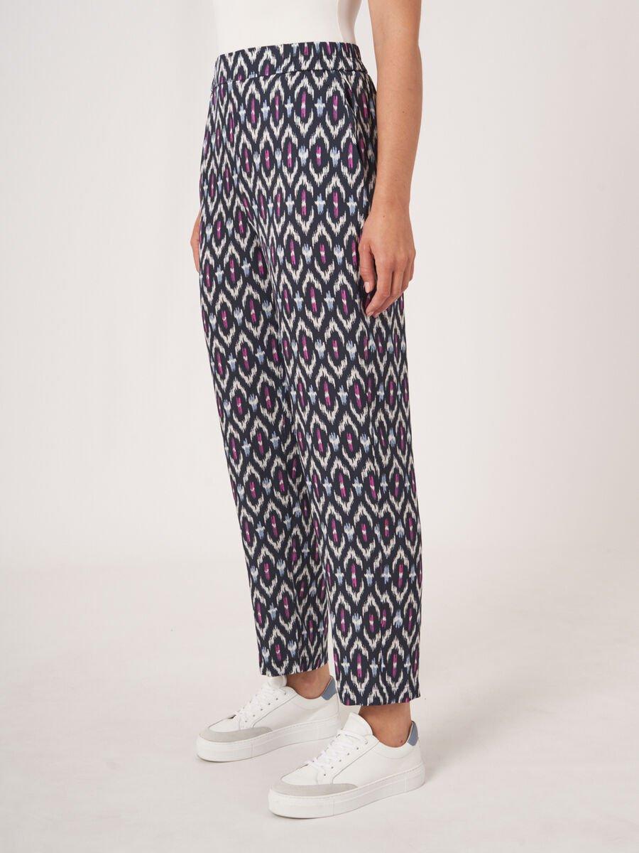 repeat cashmere Zijden broek met ikat-print