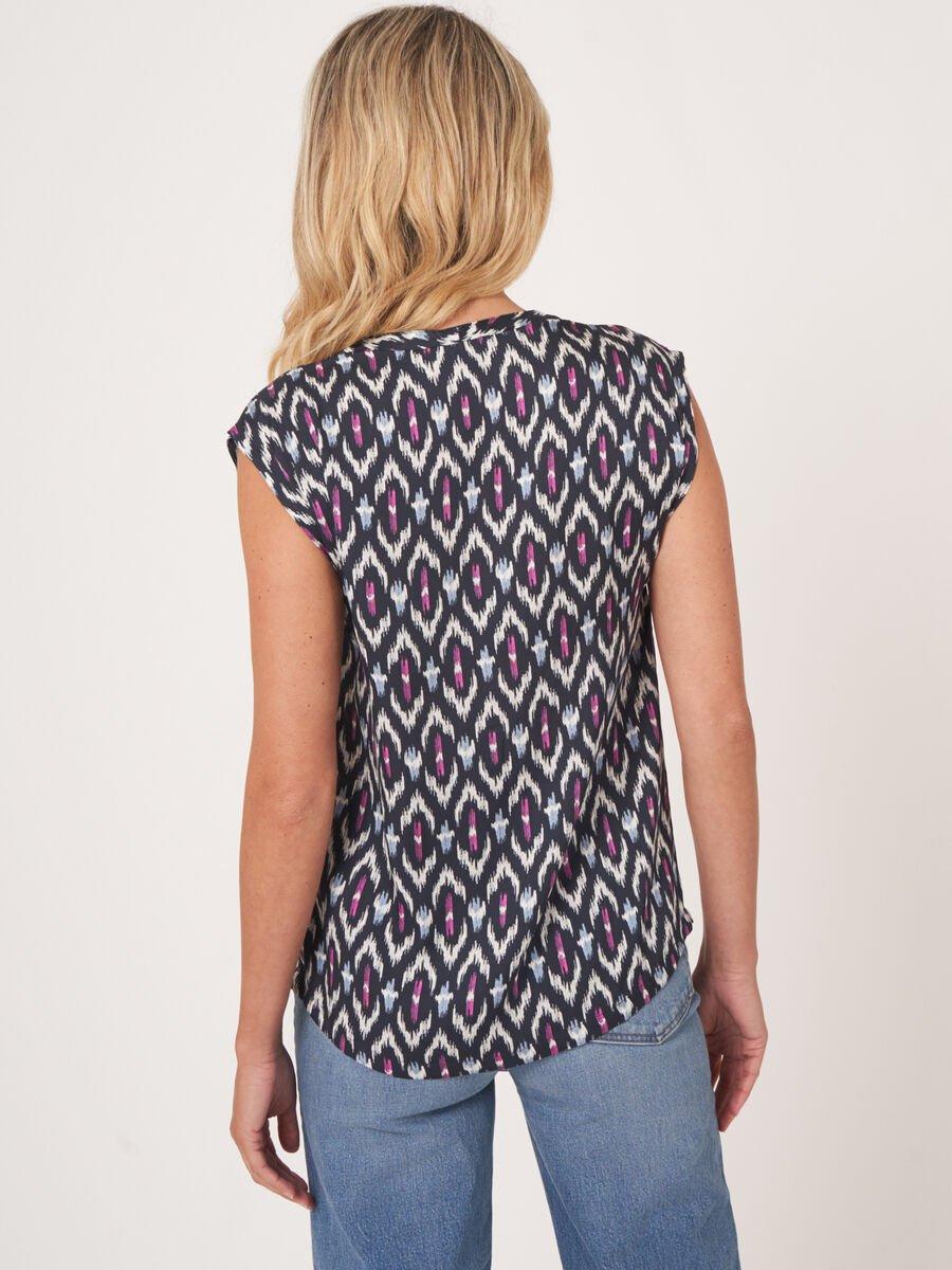 Repeat Cashmere Zijden Top Met Ikat Print