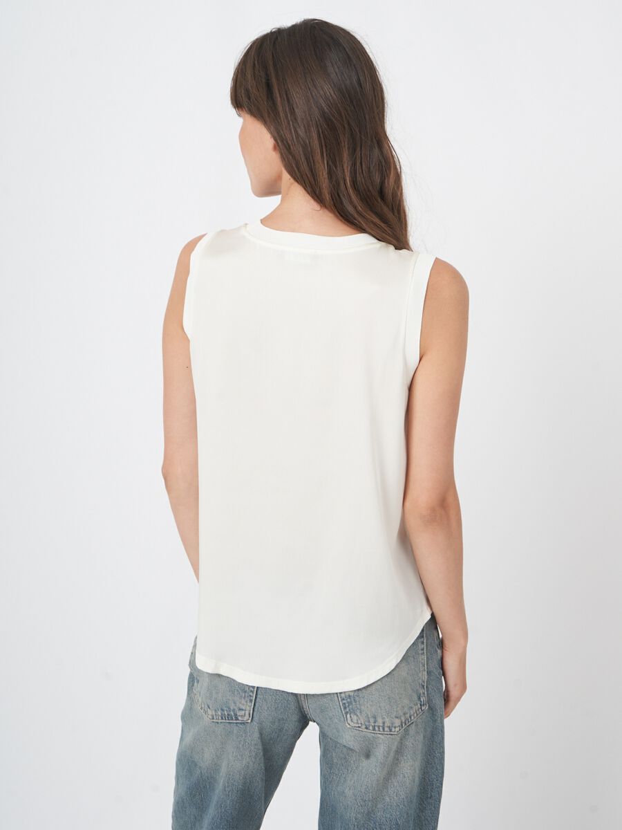 Repeat Cashmere Zijden Top Met Ribgebreid Detail