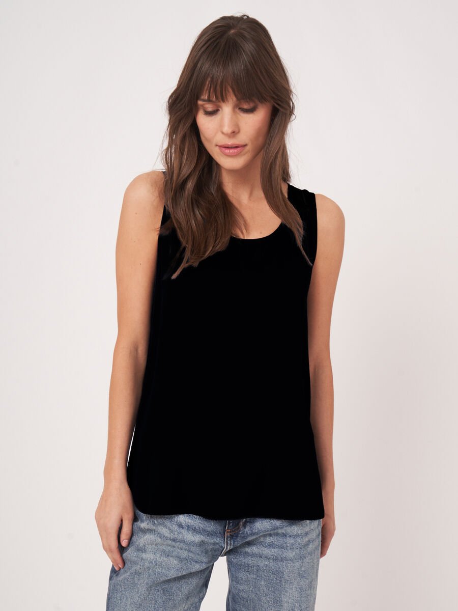 repeat cashmere Zijden top met ronde hals