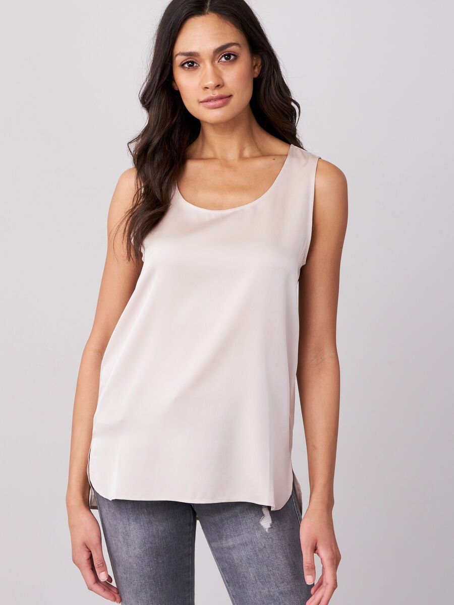 repeat cashmere Zijden top met ronde hals