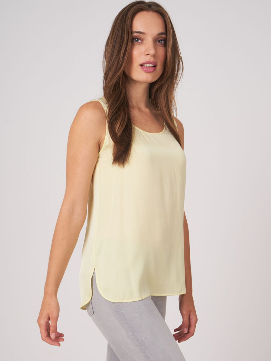 repeat cashmere Zijden top met ronde hals