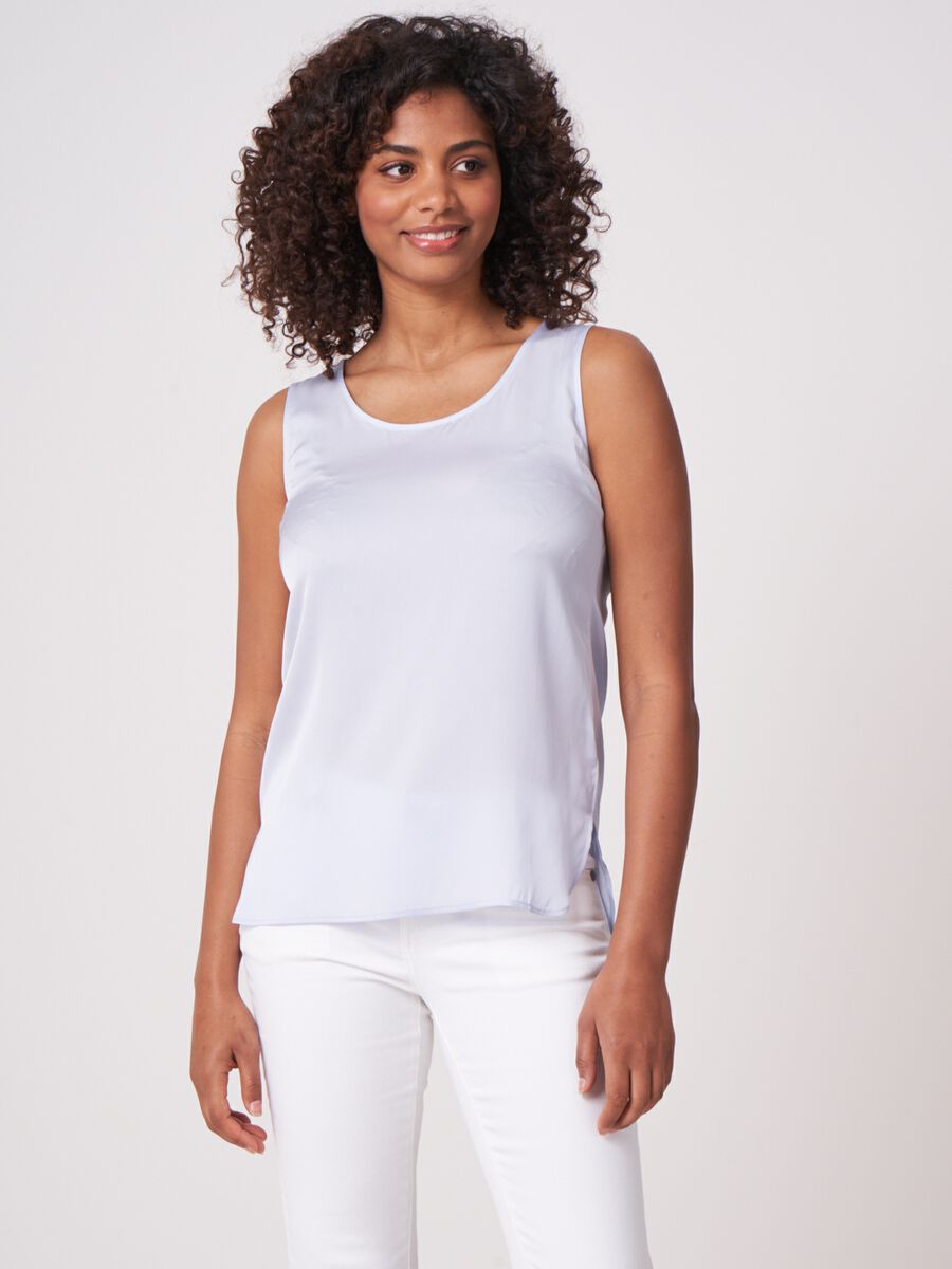 repeat cashmere Zijden top met ronde hals