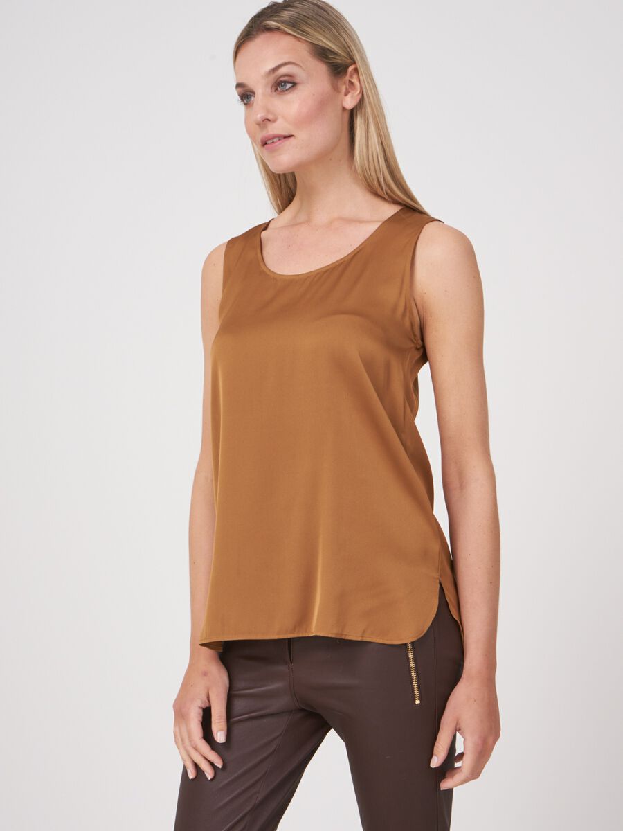 repeat cashmere Zijden top met ronde hals