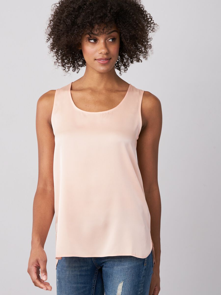 repeat cashmere Zijden top met ronde hals
