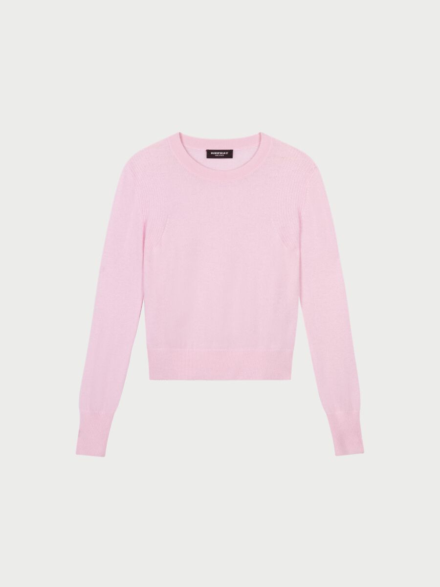 Repeat Cashmere Ronde Hals Cashmere Trui Met Schouderdetail