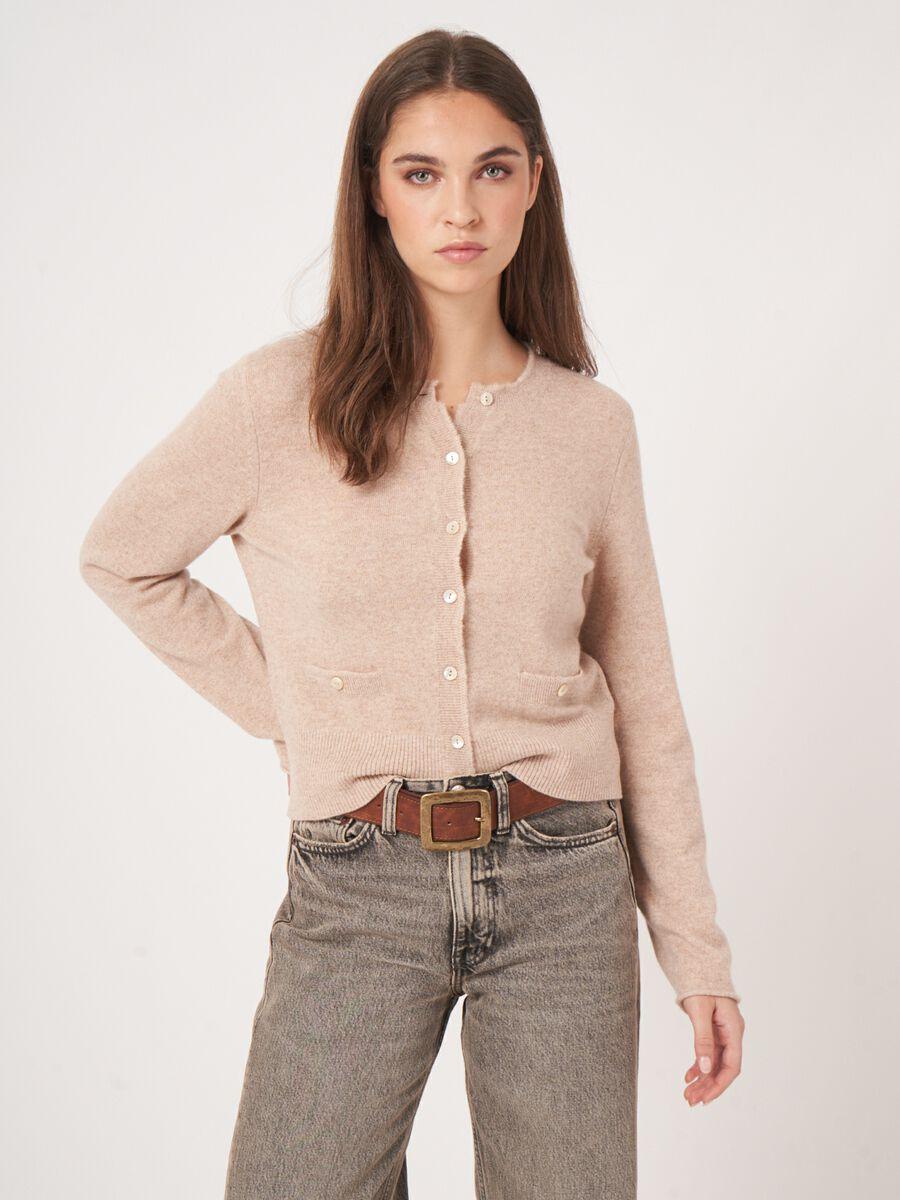 repeat cashmere Ronde hals cashmere vest met knopen