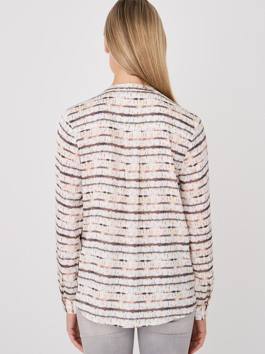 Repeat Cashmere Satijnen Zijden Blouse Met Gestreepte Tie Dye Print