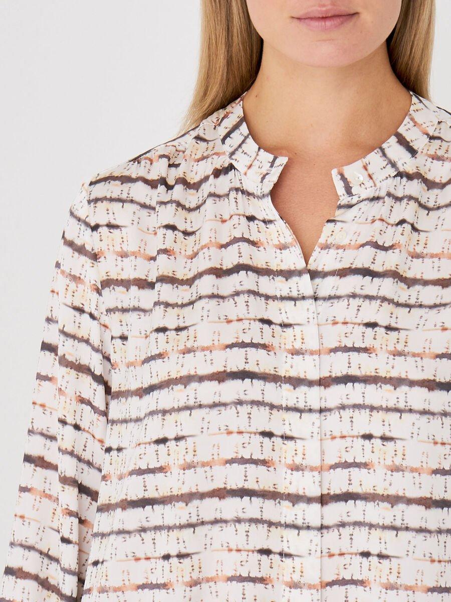 Repeat Cashmere Satijnen Zijden Blouse Met Gestreepte Tie Dye Print