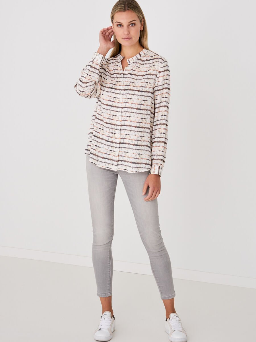 Repeat Cashmere Satijnen Zijden Blouse Met Gestreepte Tie Dye Print