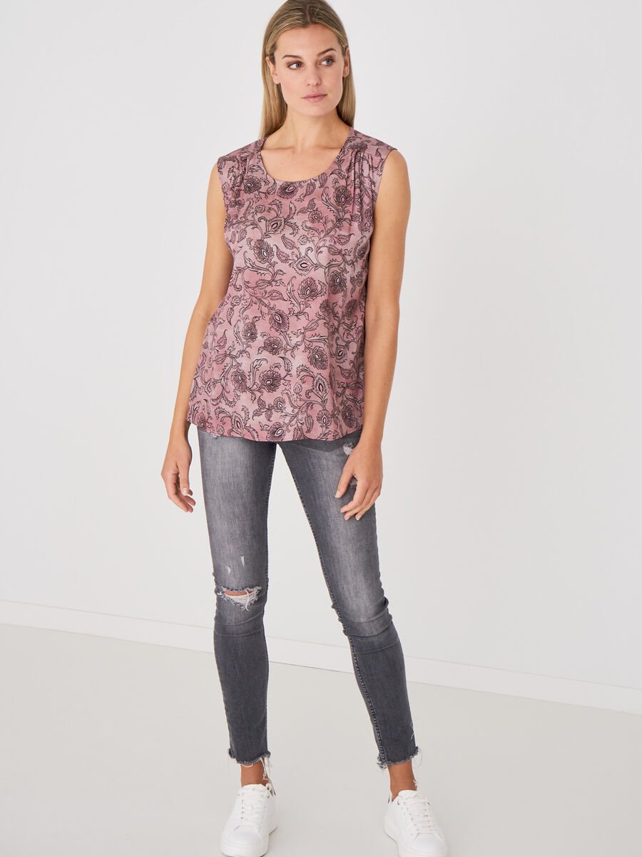 Repeat Cashmere Satijnen Zijden Top Met Paisley Print