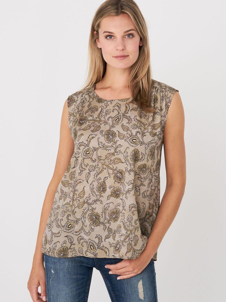 repeat cashmere Satijnen zijden top met paisley print