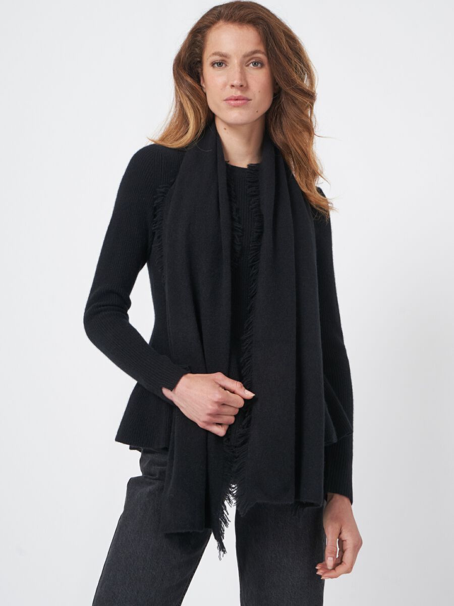 repeat cashmere Sjaal met franjes van biologisch cashmere