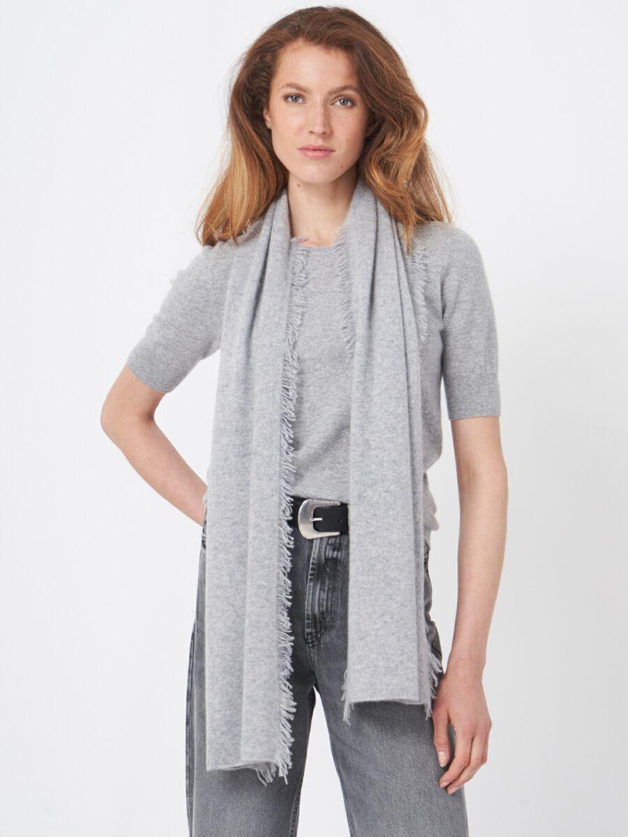 repeat cashmere Sjaal met franjes van biologisch cashmere