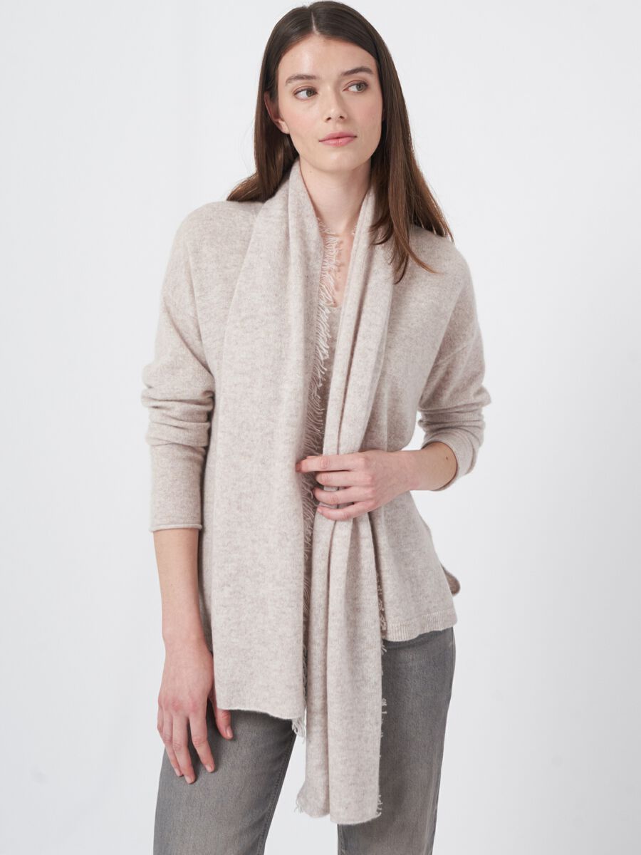 repeat cashmere Sjaal met franjes van biologisch cashmere