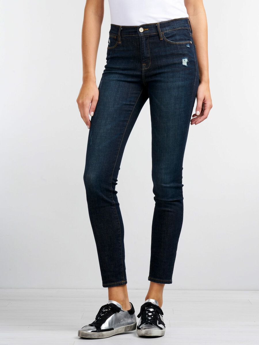 Repeat Cashmere Stretch Denim Jeans Met Destroyed Details