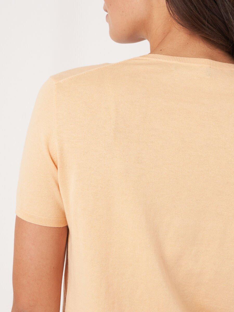 Repeat Cashmere Super Fijngebreid T-shirt Van Cashmere-katoenmix