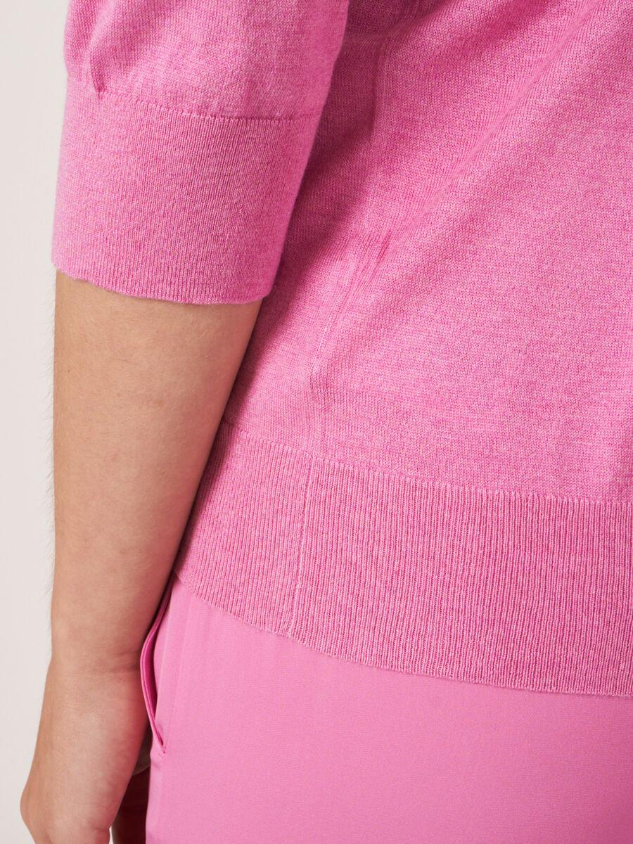 Repeat Cashmere Super Fijngebreide Trui Met Korte Mouw Van Cashmere-zijdemix