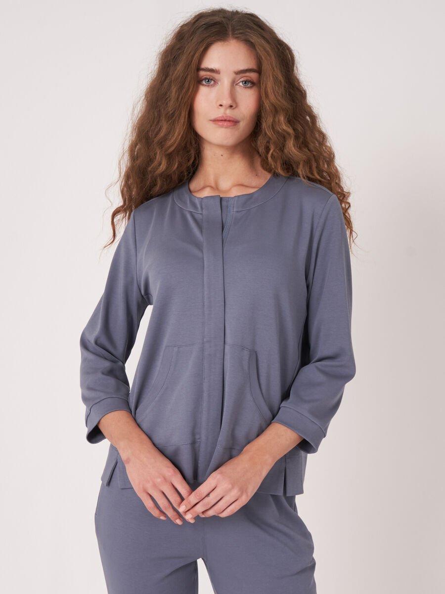 repeat cashmere Sweatshirt-vest met blinde knoopsluiting
