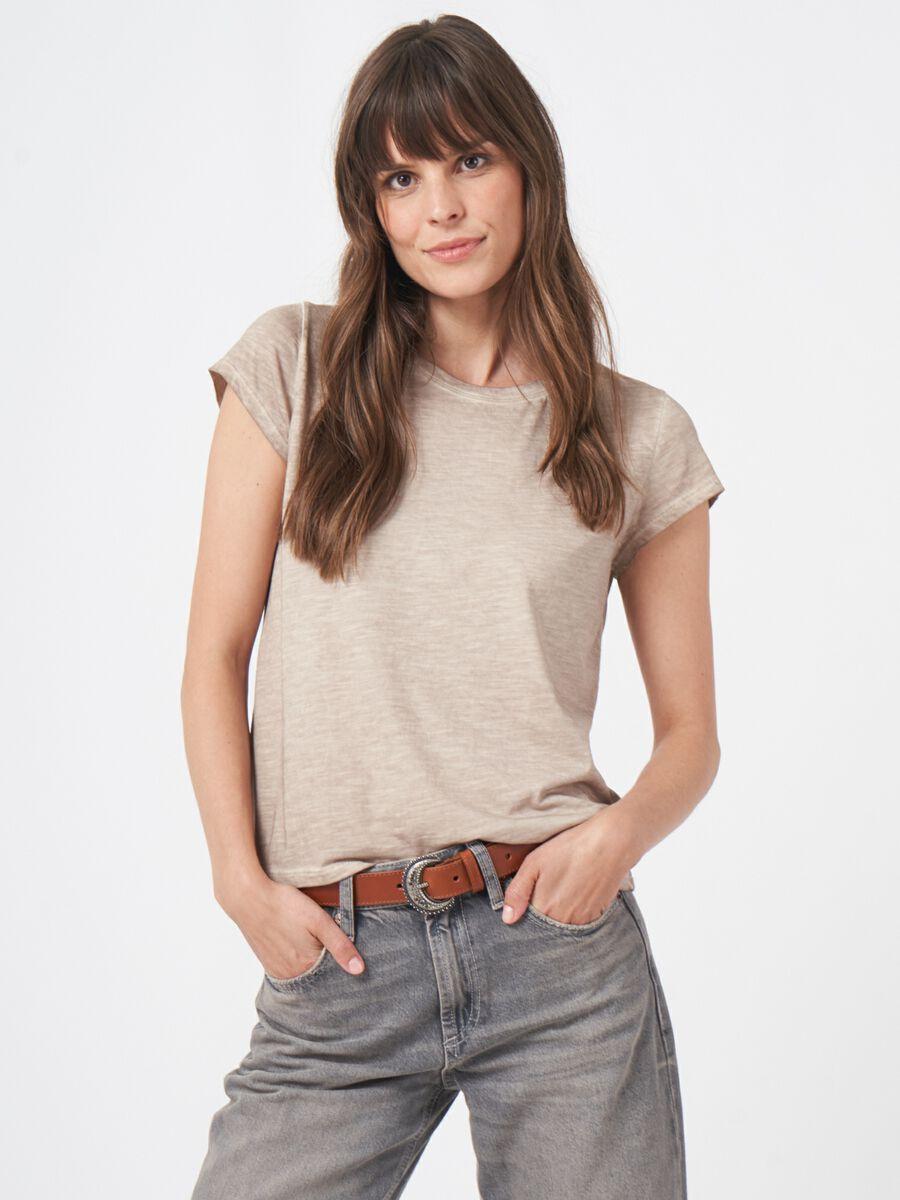 repeat cashmere T-shirt met kapmouwen van zachte katoenmelange