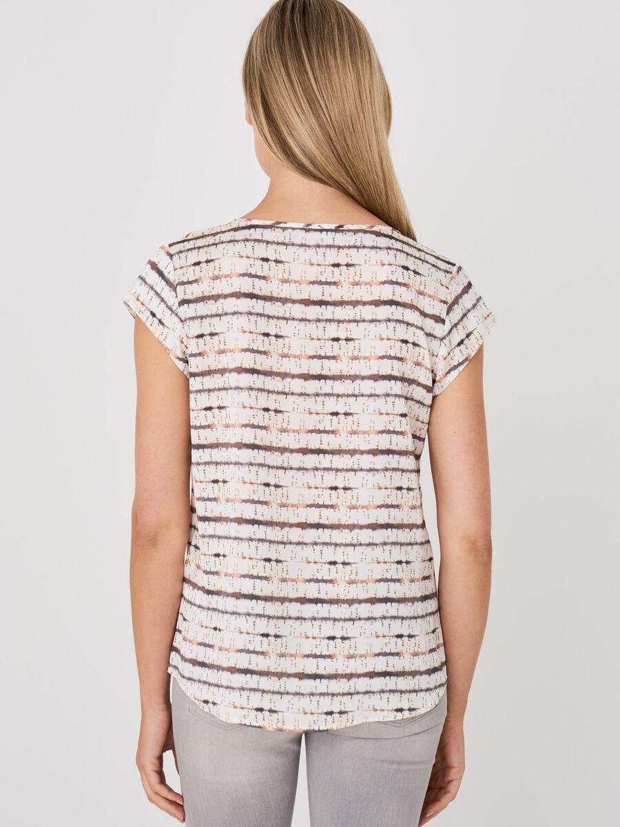 Repeat Cashmere Top Met Gestreepte Tie Dye Print En Borstzakje