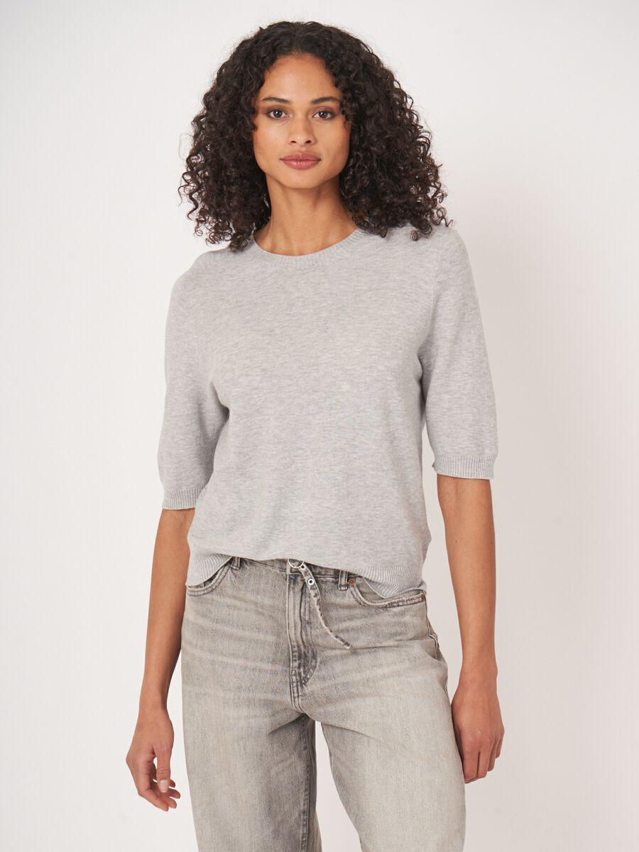 Repeat Cashmere Trui Met Korte Mouw Van Cashmere En Katoen