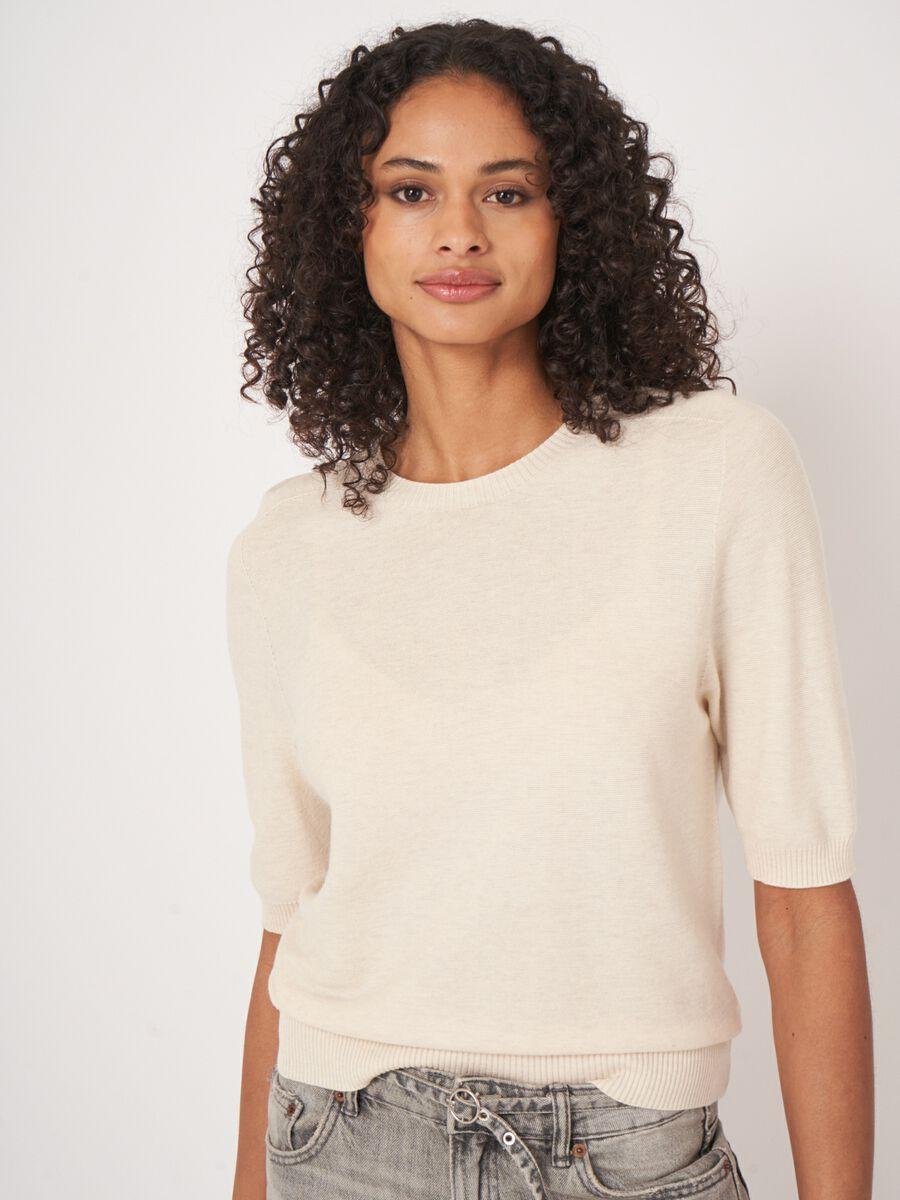 Repeat Cashmere Trui Met Korte Mouw Van Cashmere En Katoen