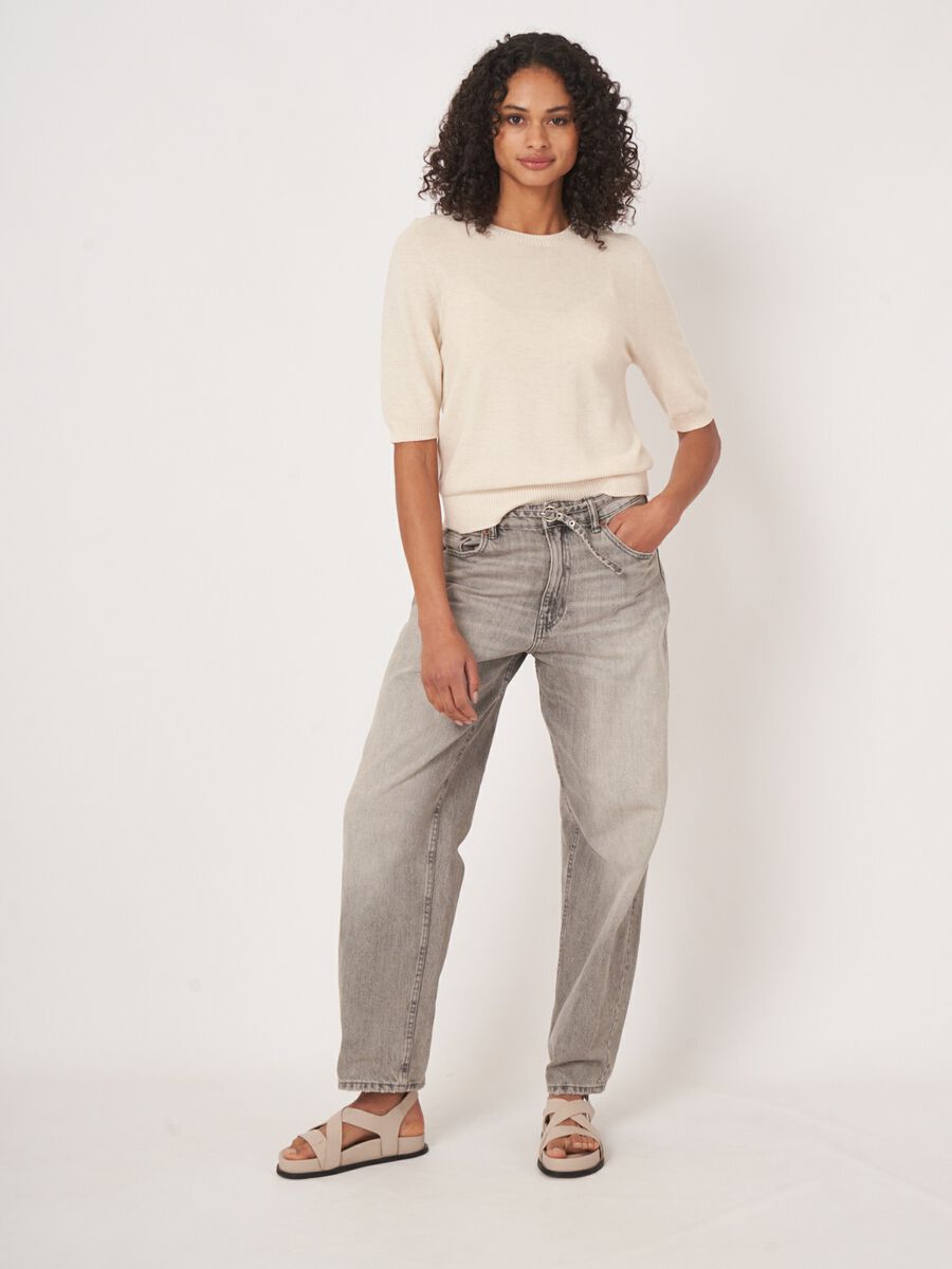 Repeat Cashmere Trui Met Korte Mouw Van Cashmere En Katoen