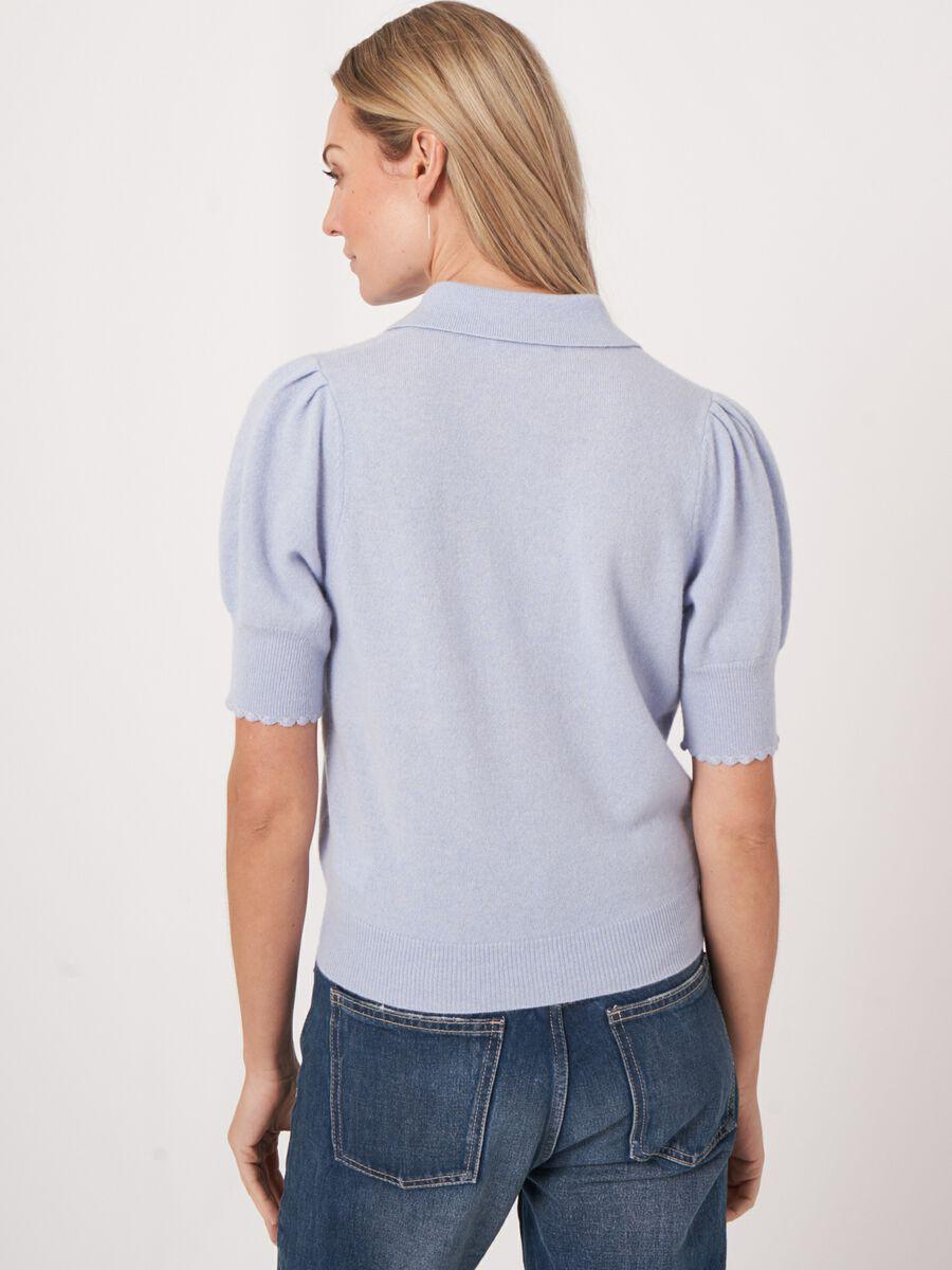 Repeat Cashmere Trui Met Polokraag En Korte Pofmouw Met Gehaakte Details