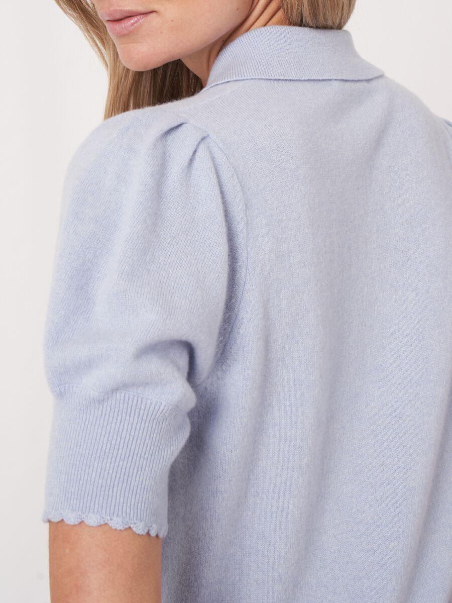 Repeat Cashmere Trui Met Polokraag En Korte Pofmouw Met Gehaakte Details