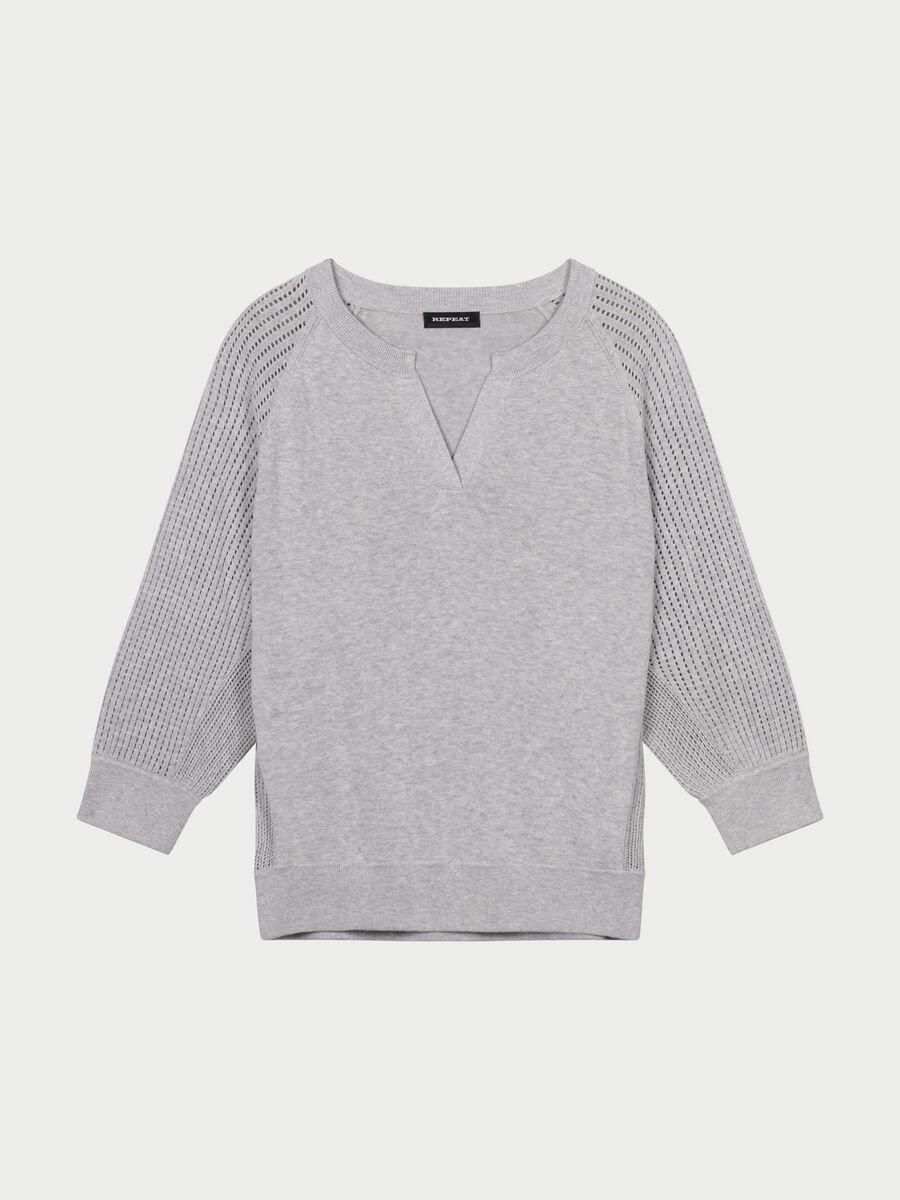 Repeat Cashmere Trui Met Raglanmouwen In Fijn Ajourpatroon