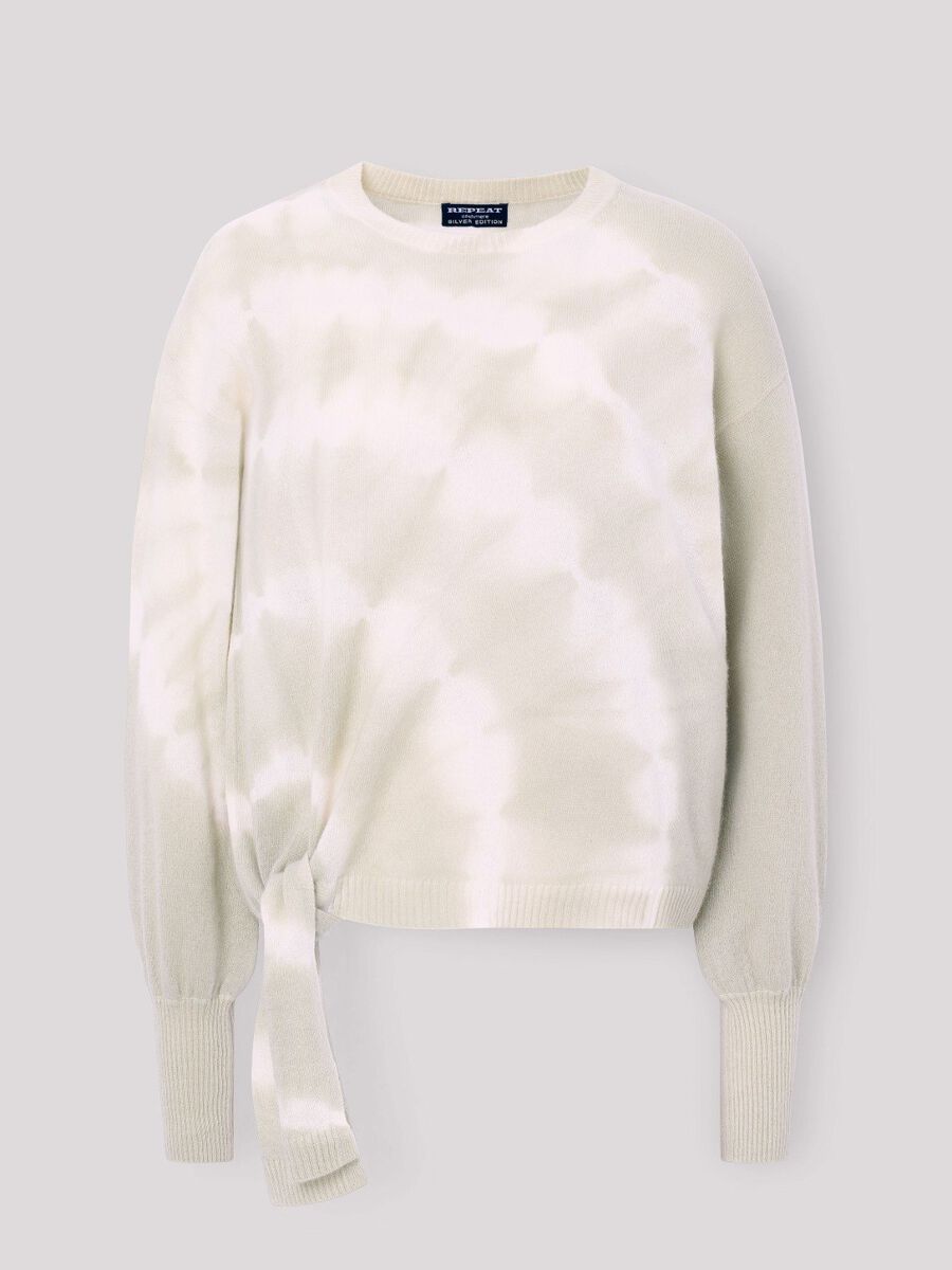 Repeat Cashmere Trui Met Tie-dye Print En Knoop Aan De Zoom Van Biologische Cashmere