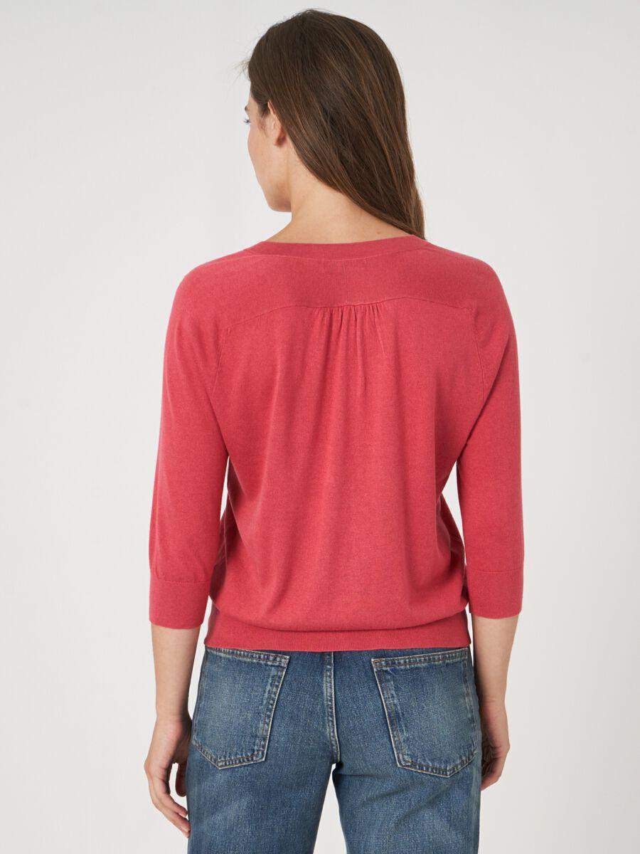 Repeat Cashmere Trui Van Cashmere Zijde Met Halve Mouw En Hals Met Splitje