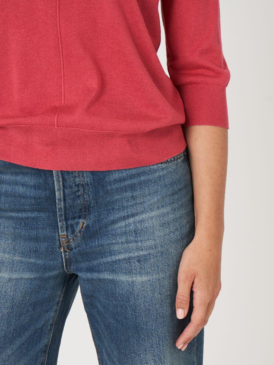 Repeat Cashmere Trui Van Cashmere Zijde Met Halve Mouw En Hals Met Splitje