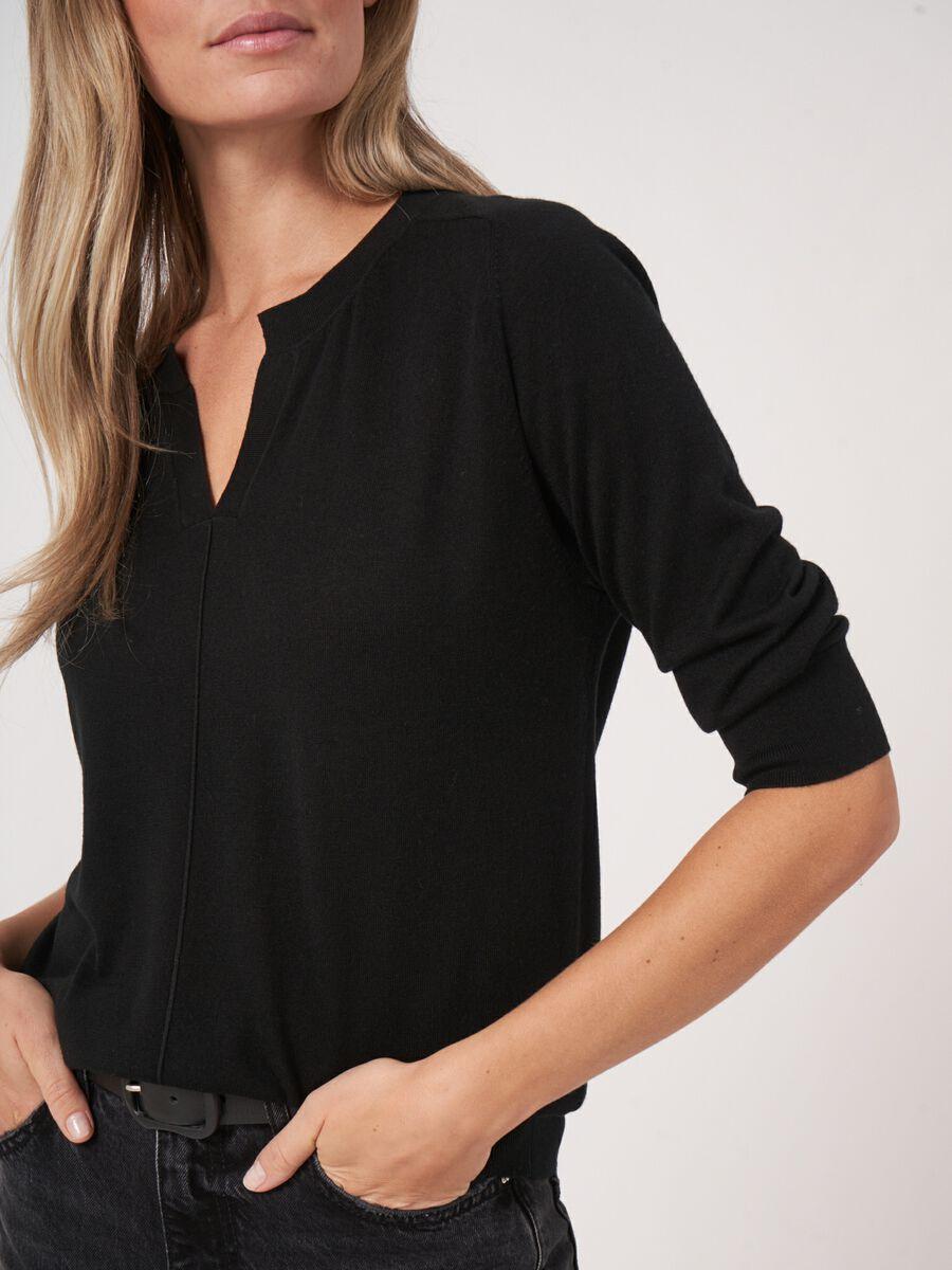 Repeat Cashmere Trui Van Cashmere Zijde Met Halve Mouw En Hals Met Splitje