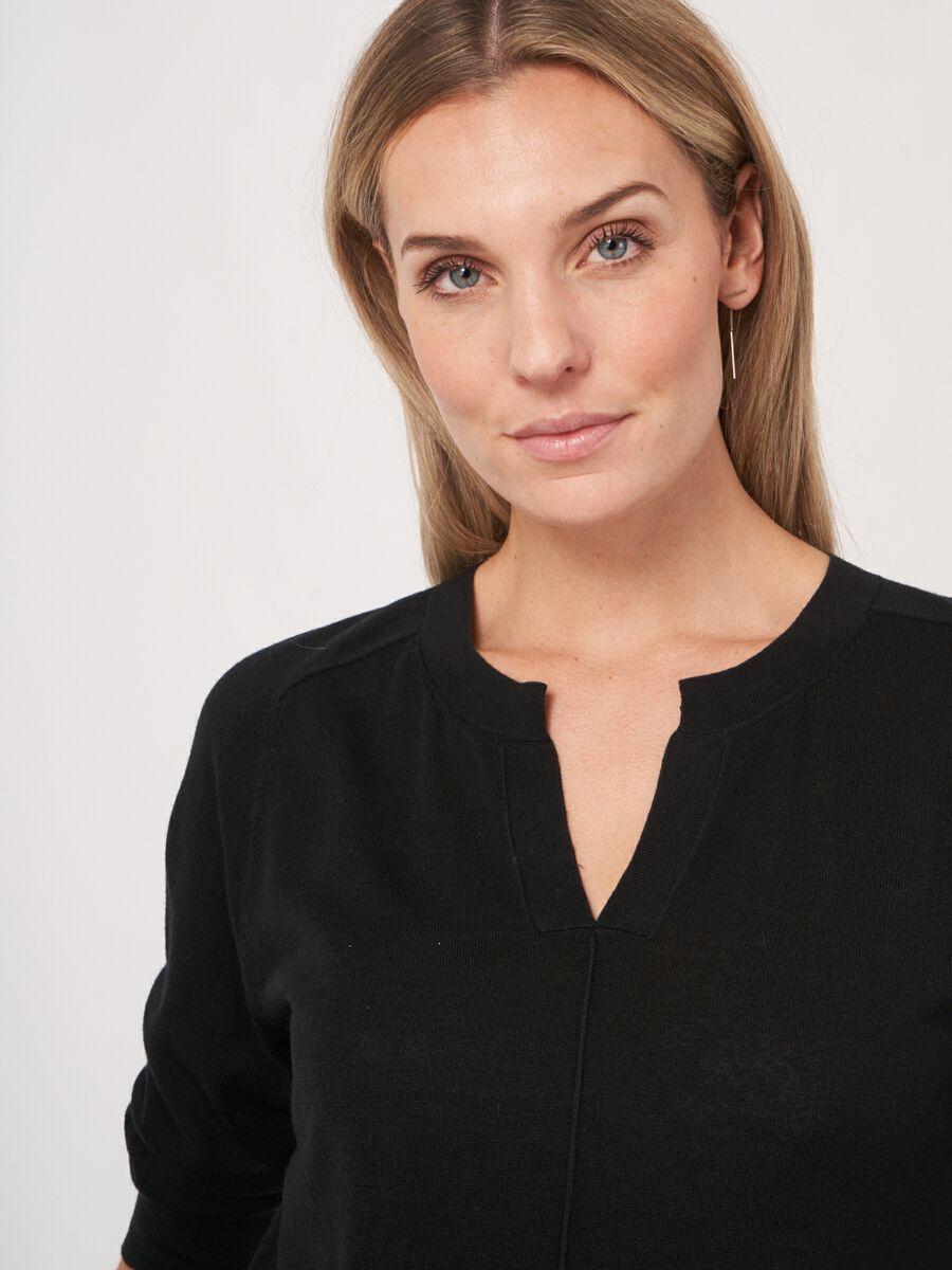 Repeat Cashmere Trui Van Cashmere Zijde Met Halve Mouw En Hals Met Splitje