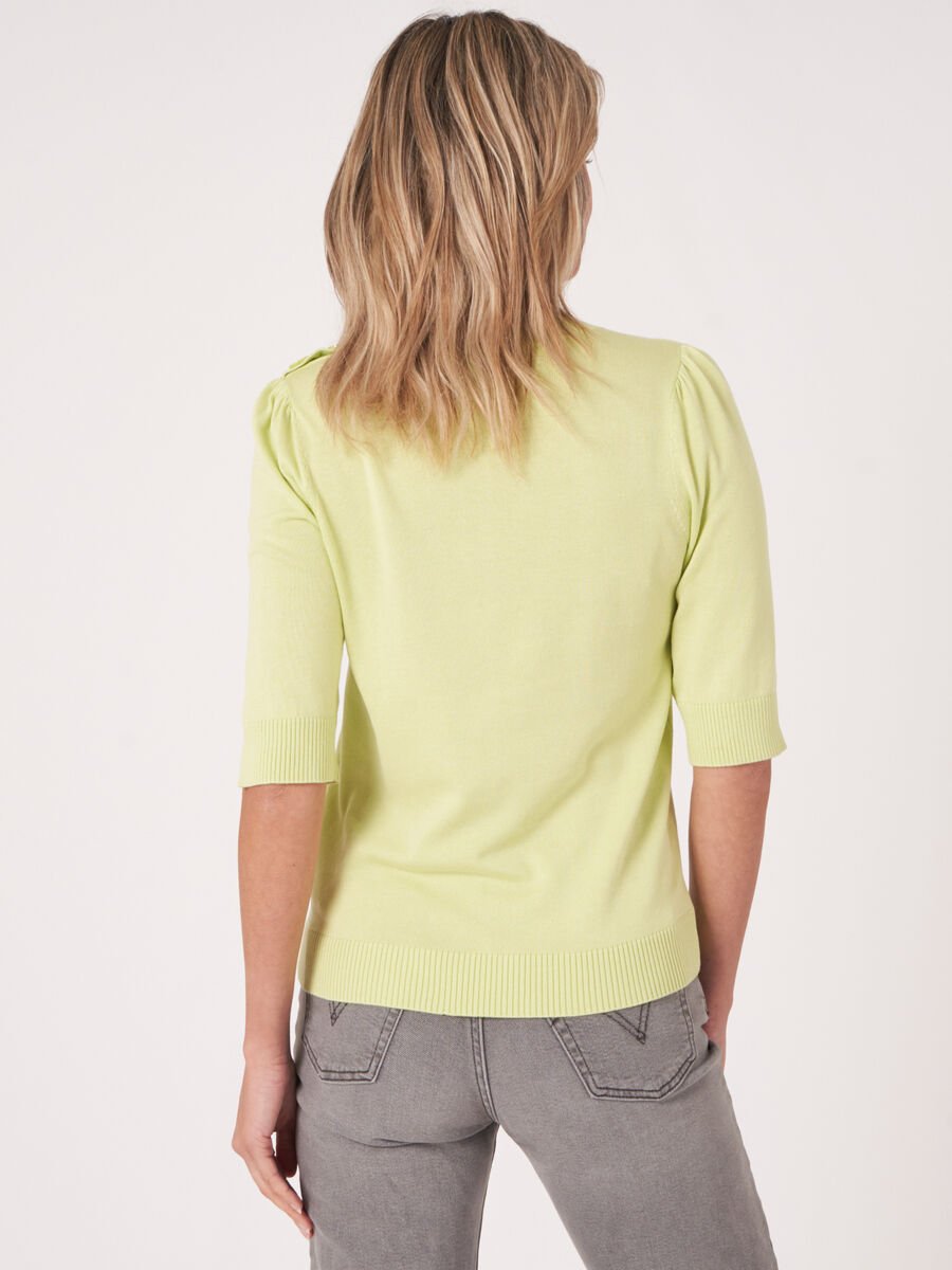 Repeat Cashmere Trui Van Katoenmix Met Korte Mouwen