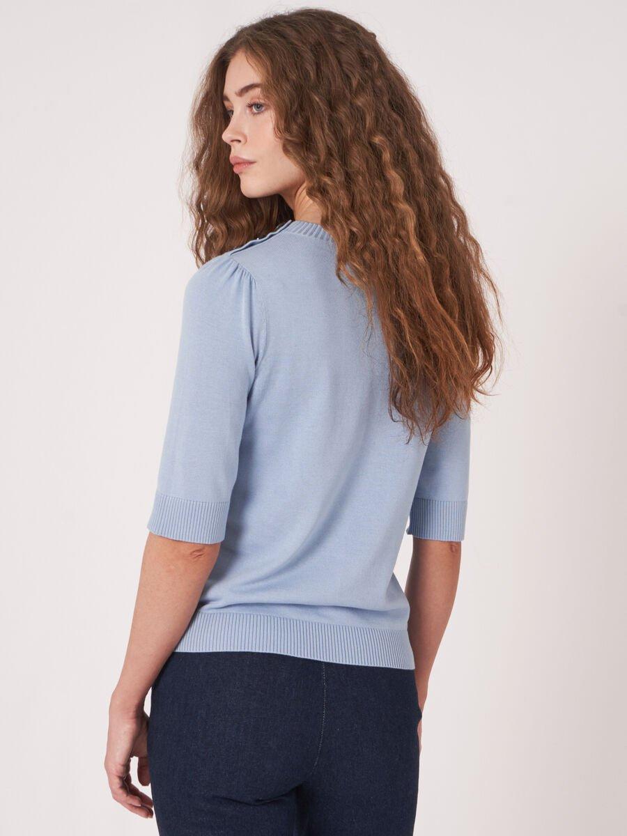 Repeat Cashmere Trui Van Katoenmix Met Korte Mouwen
