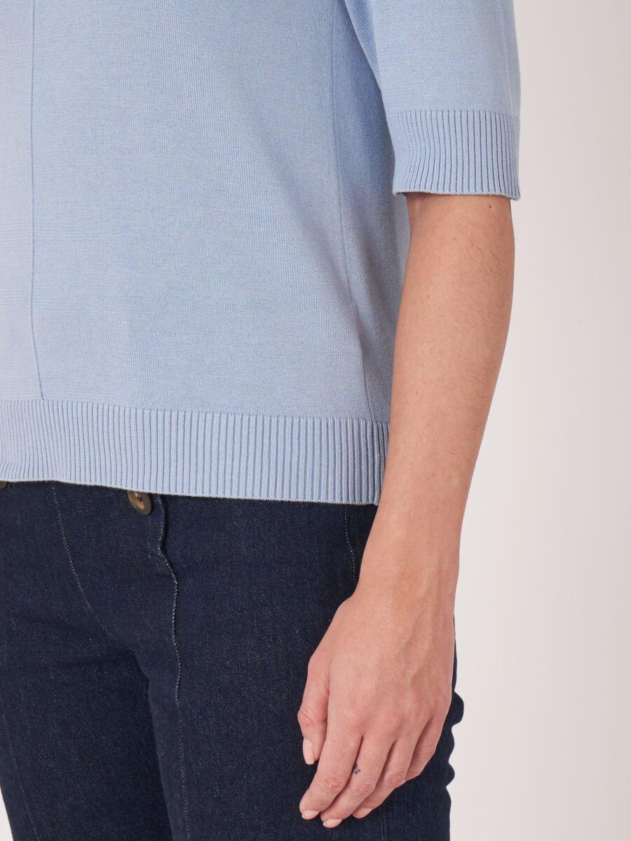 Repeat Cashmere Trui Van Katoenmix Met Korte Mouwen