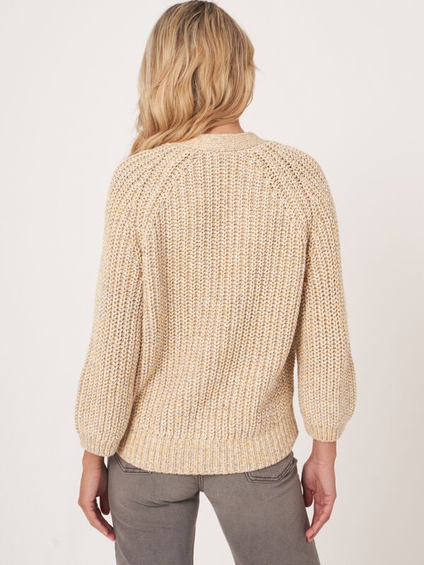 Repeat Cashmere Tweekleurig Katoenmix Grof Gebreid Geribd Vest