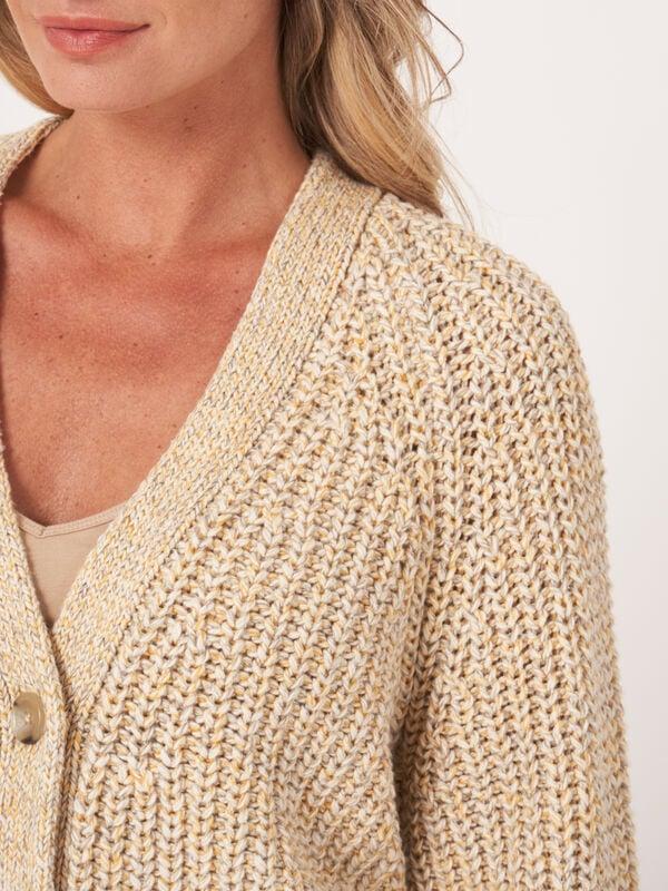 Repeat Cashmere Tweekleurig Katoenmix Grof Gebreid Geribd Vest